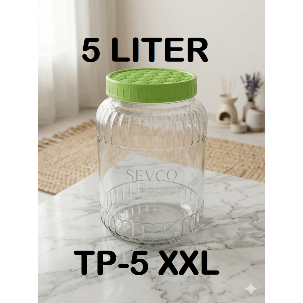 Stoples Toples Drat Kaca KedaungTP5 XXL KIG 5 liter / Wadah Tempat Kue Makanan Kedap Udara Serbaguna