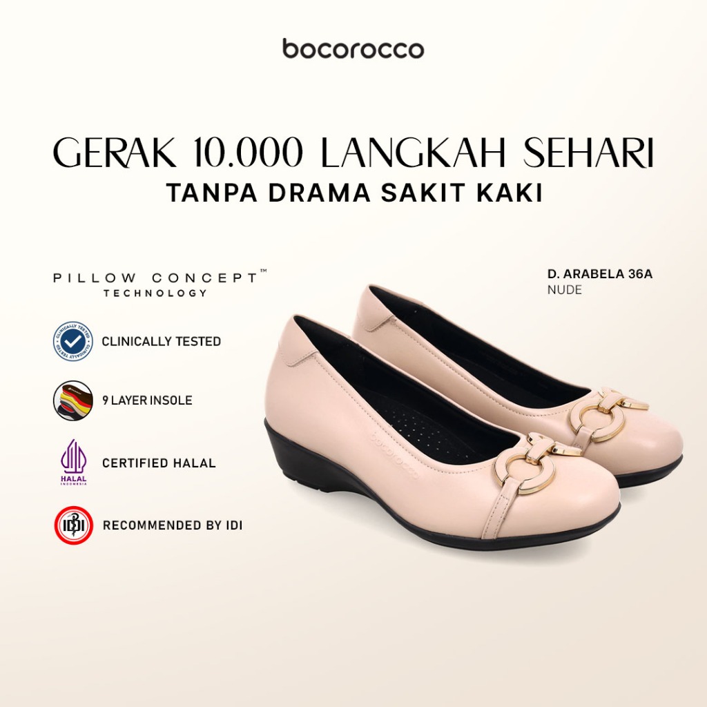 Bocorocco D. Arabela 36a Nude - Wedges Wanita Casual Kulit Asli