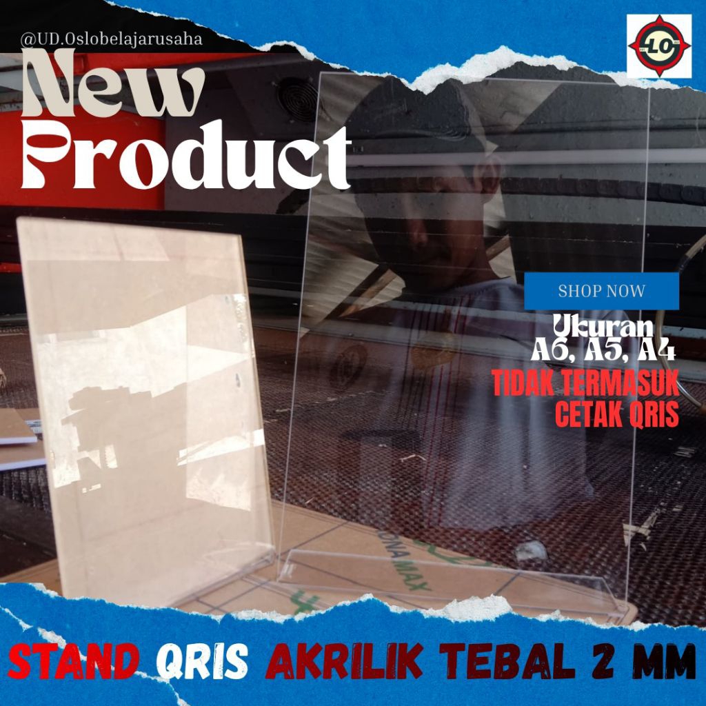 Stand Qris Akrilik - Acrylic Qris Stand - Stand Qris Akrilik Type L ukuran A4 A5 A6