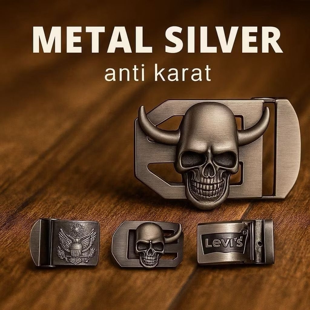 KEPALA GESPER Anti Karat 3,8cm Gesper Tengkorak / Kepala Gesper Jepit Unik / Kepala Ikat Pinggang