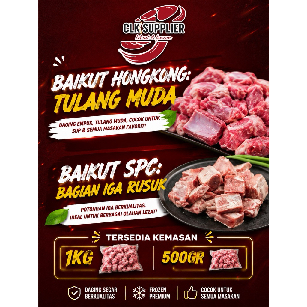 Baikut/ phaikut/ iga babi potong 1kg