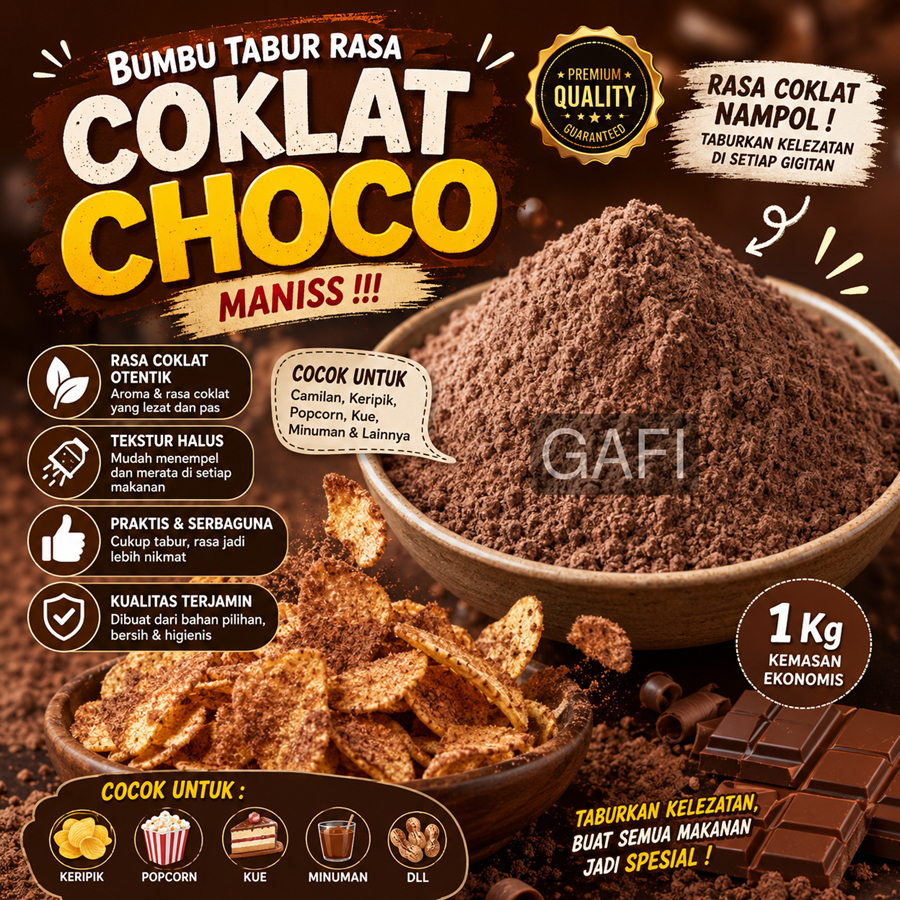 Aneka Rasa Bumbu Tabur Rasa Coklat Choco 1Kg Jual Bubuk Tabur Keripik Singkong Kiloan Berkualitas Bu