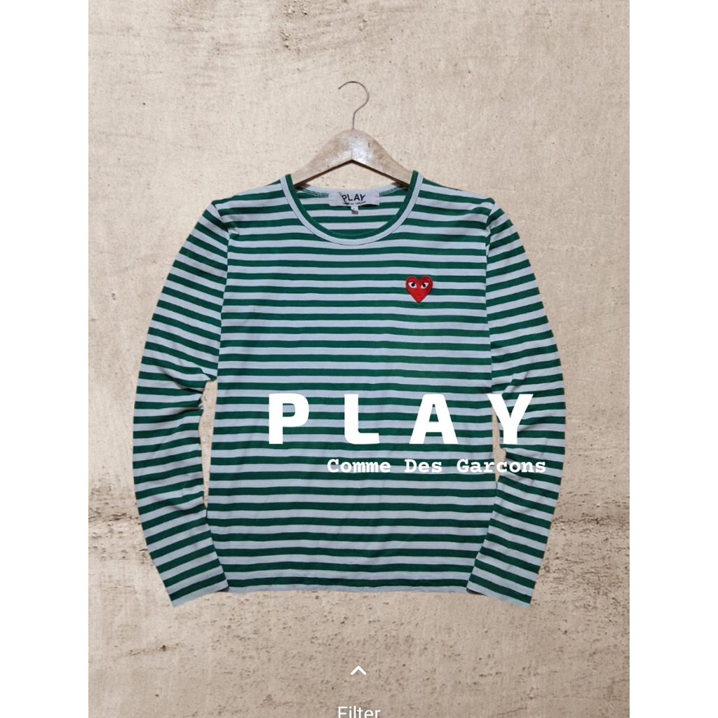 PLAY CDG long sleve pria keren bahan adem warna pekat second preloved