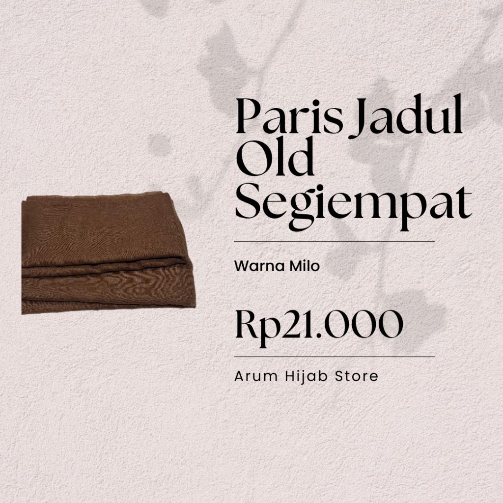 Jilbab Paris Jadul Old Segiempat Premium Warna Milo