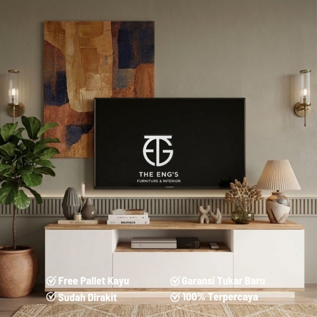Meja TV Aesthetic - Rak TV Minimalis Modern Multifungsi