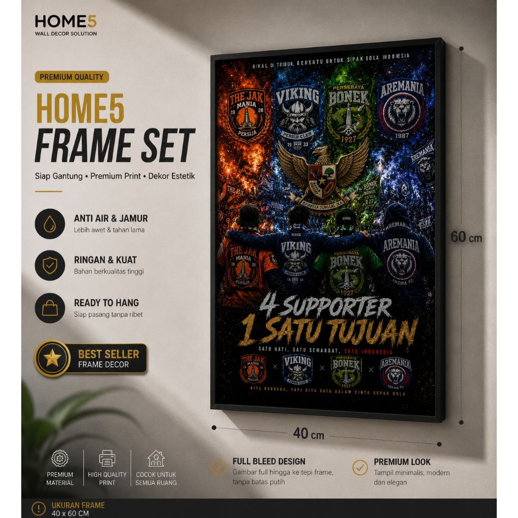 Poster Premium 4 Supporter (Jakmania,Viking,Bonek,Aremania)