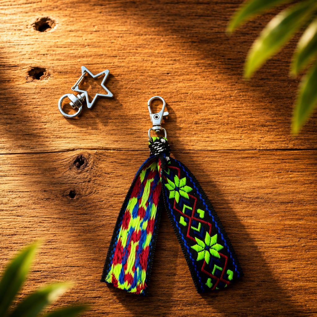 Gantungan Kunci Webbing Etnik Handmade | Ganci Motif Tribal Aesthetic | Aksesoris Tas & Kunci