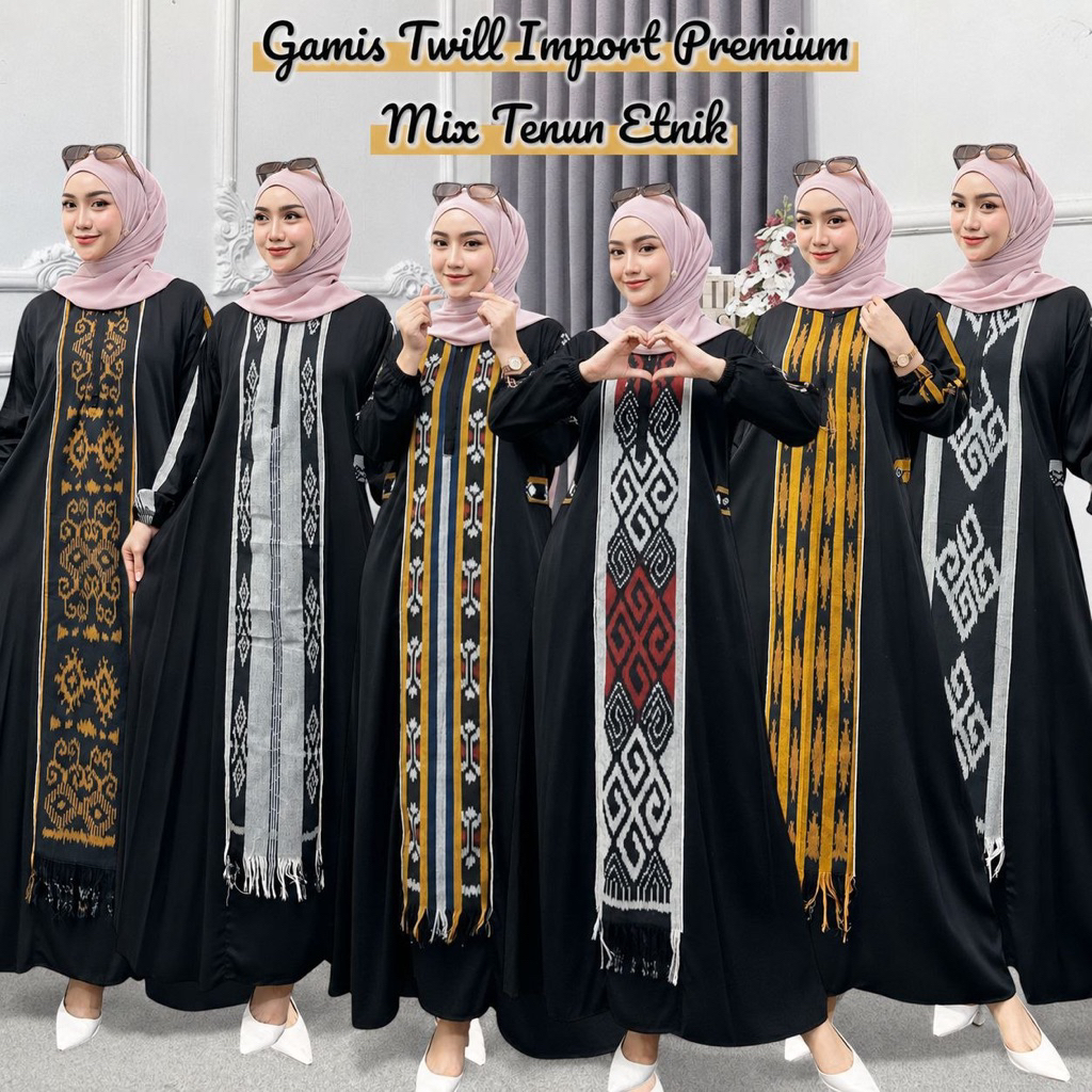 Gamis Twill ori import Motif etnik premium shofiyaNs FC Najibah Gamis Syar'i asdf Motif etnik Toraja