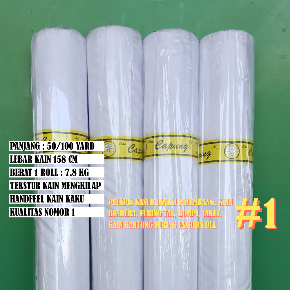 Grosir Kain Peles Capung (Putih) Premium Per Roll 50 100 Yard Bahan Kain Bendera Umbul Umbul 17an Fu