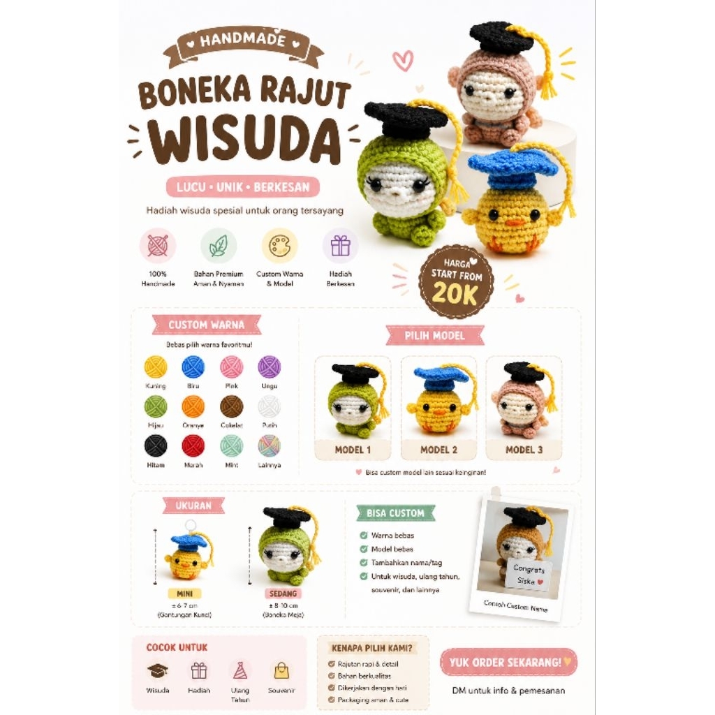 Boneka Rajut Wisuda