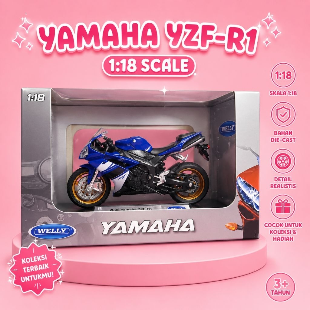 WELLY 2008 YAMAHA YZF-R1 BIRU