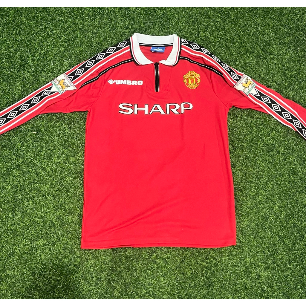 Jersey Manchester united Long Sleeve retro Size L Nameset sponsor full velvet Scholes 18