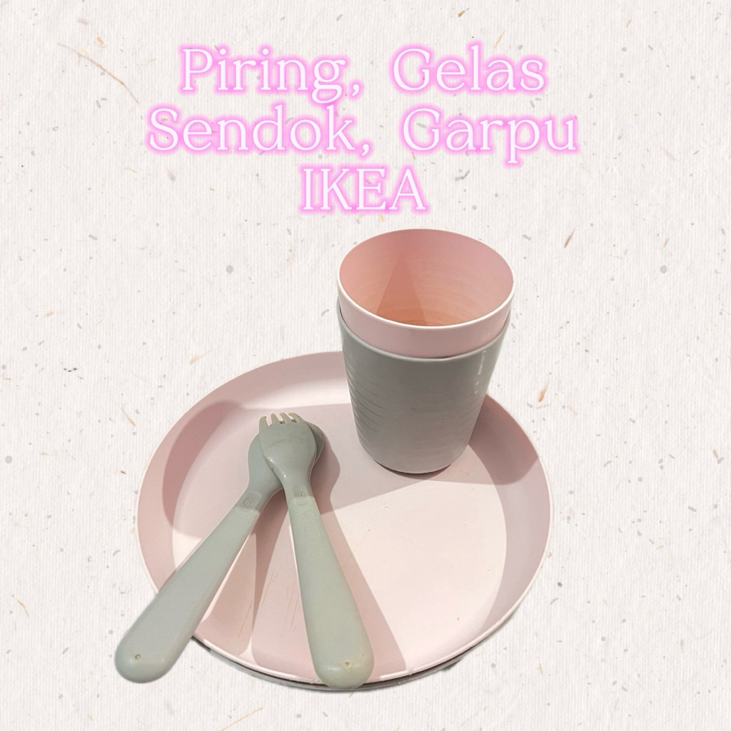 Piring Gelas Sendok Garpu Ikea Anak Bayi Plastik Food Grade Microwave Dishwasher Safe