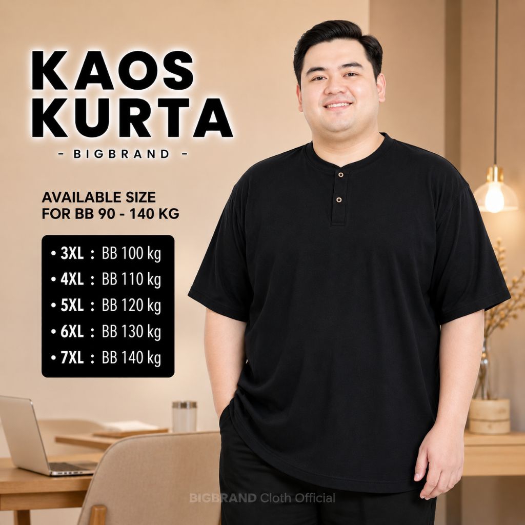 Baju Muslim Pria Kaos Koko Kurta Dewasa Lengan Pendek Jumbo Big size