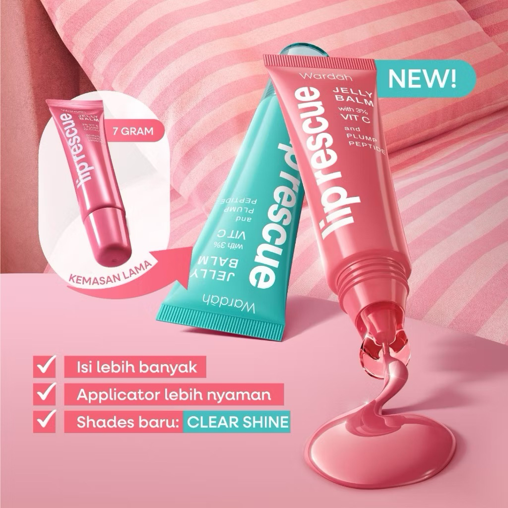 WARDAH Lip Balm Lip Rescue Jelly Balm Shade Dusty Rose Lip Glossy Original