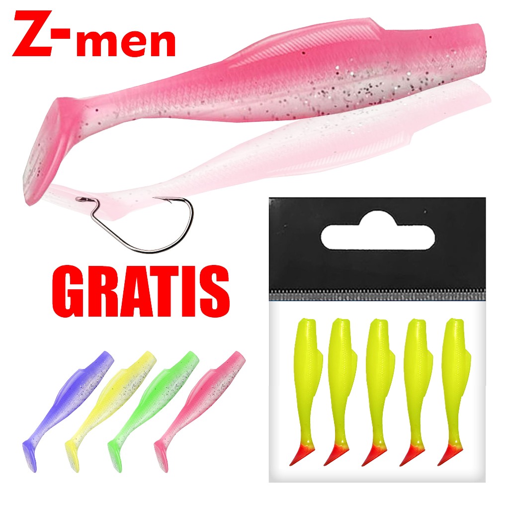 TERBAIK 5PCS SOFTLURE ZMAN 5CM 6CM 8CM GRATIS MATA KAIL WORMHOOK HENGJIA UMPAN PANCING CASTING TOMAN