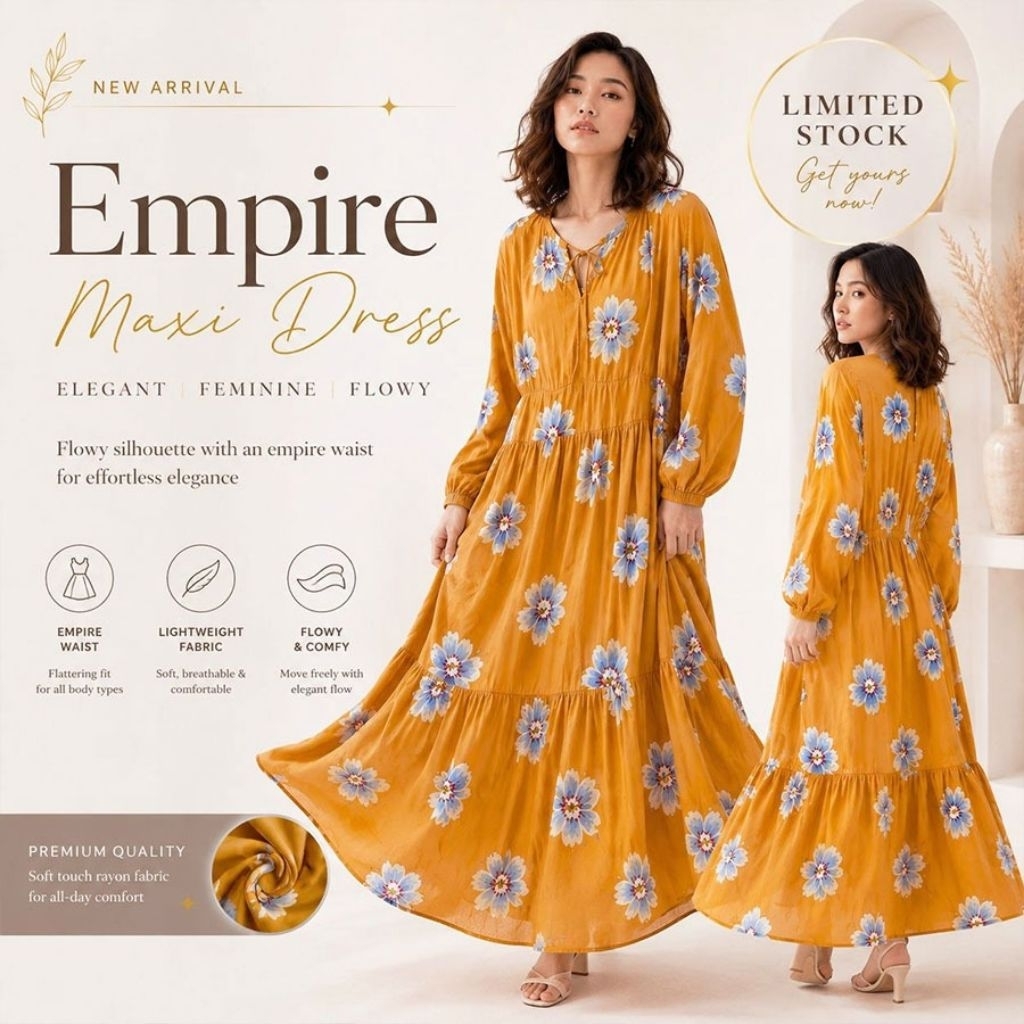 ON200 Empire Dress Pakaian Wanita
