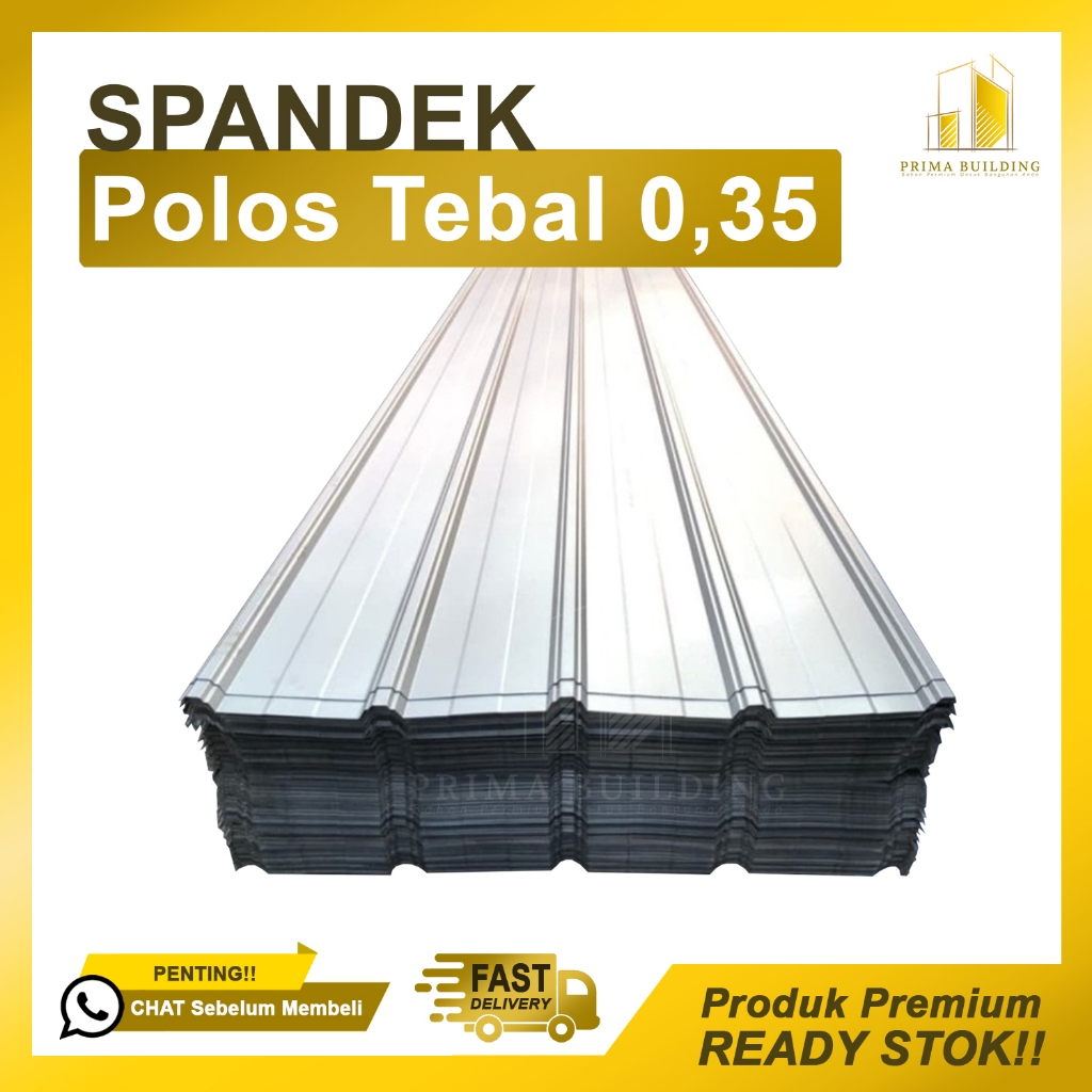 Atap Spandek Polos 0.35 | Spandeck Galvalum lebar 1m panjang 3m 4m 5m 6m