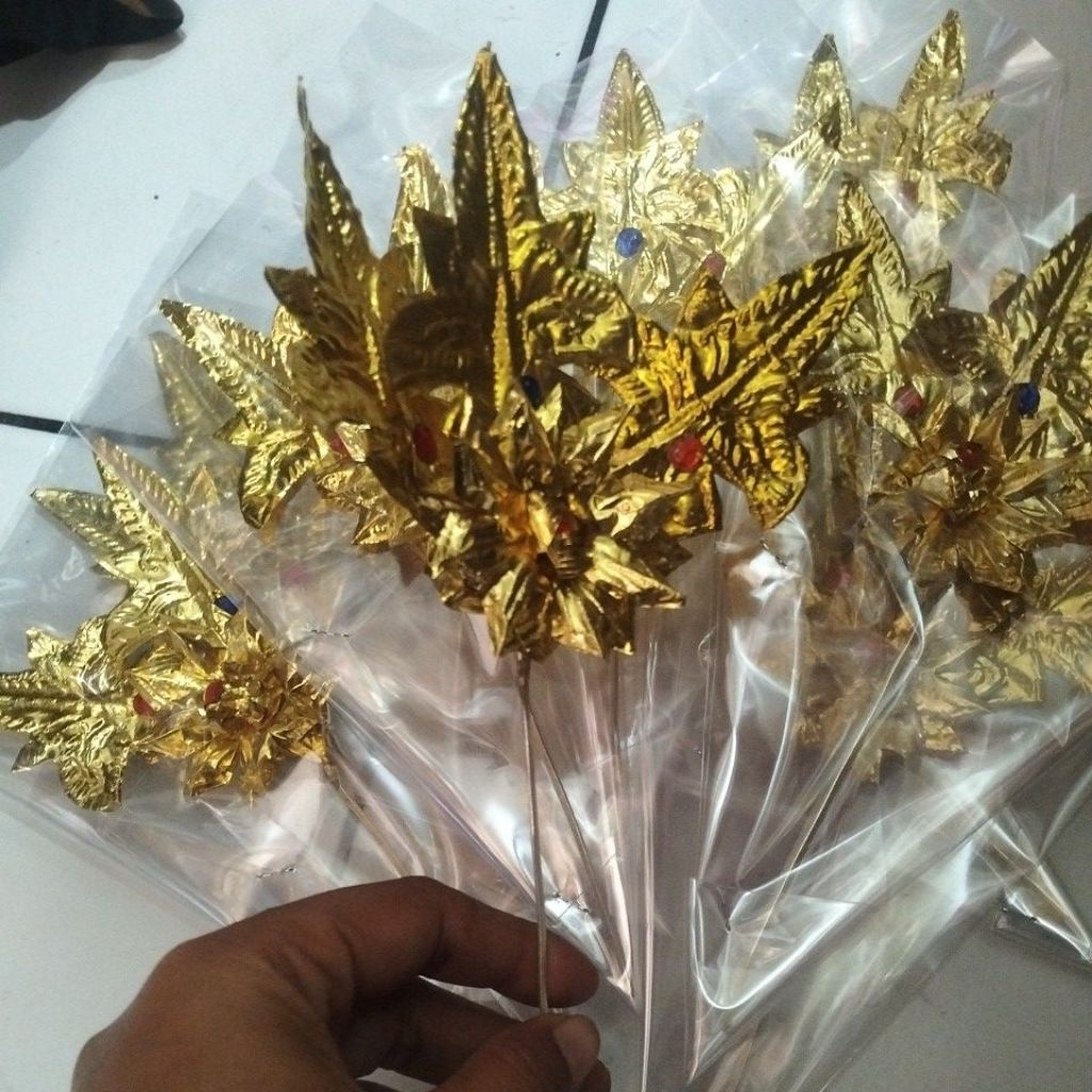 bunga emas untuk hias daksina linggih(kap double)