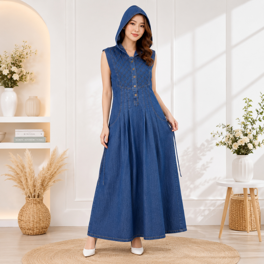 Obral Gamis Jeans Yukensi / Gamis Jeans Tanpa Lengan