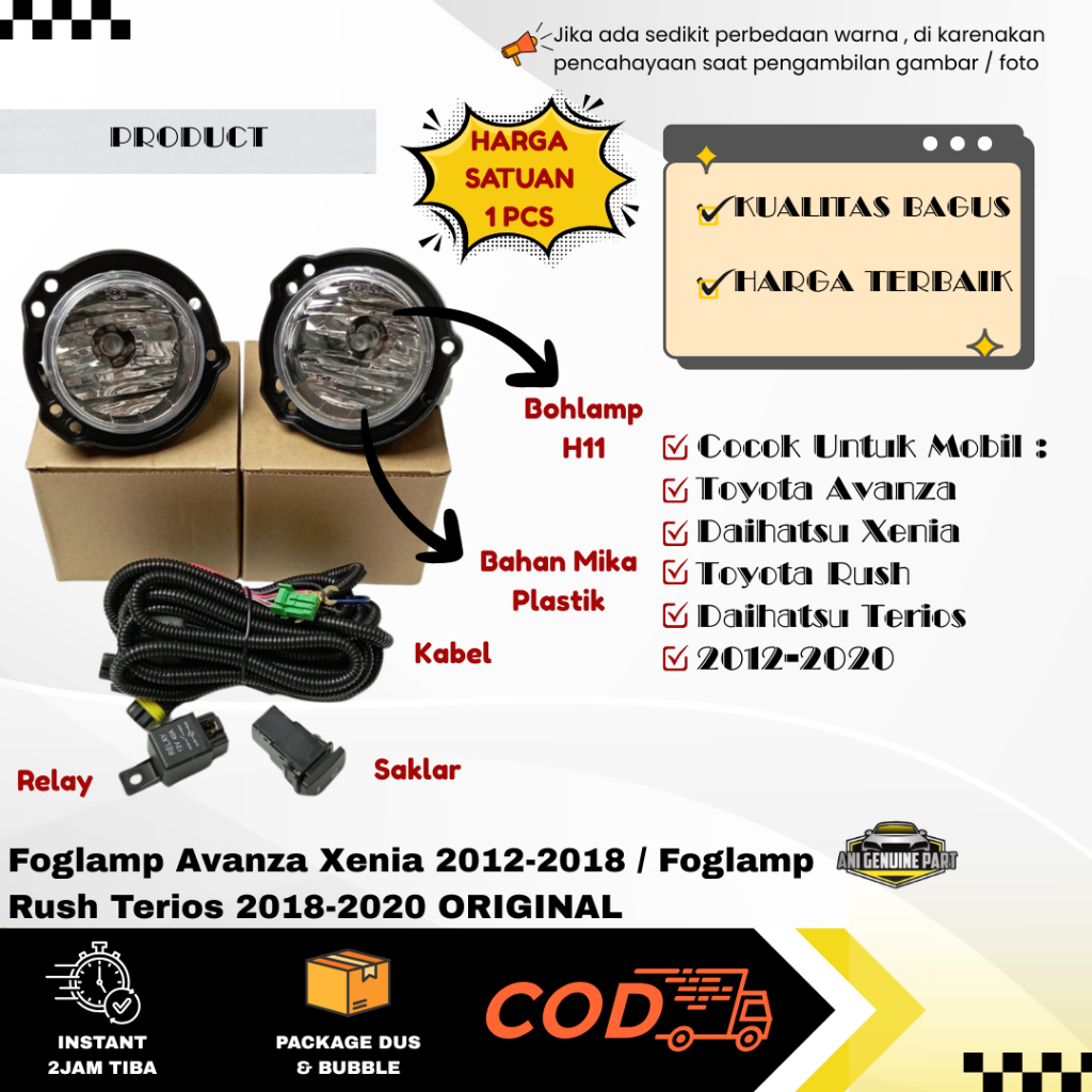 Foglamp Avanza Xenia 2012-2018 / Foglamp Rush Terios 2018-2020 ORIGINAL