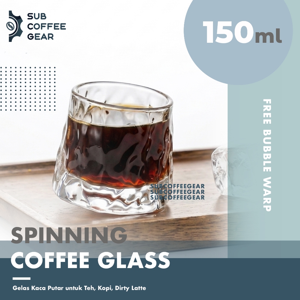 GELAS KOPI PUTAR 150ML GELAS DIRTY LATTE GELAS TEH COFFEE CUP SPINNING COFFEE GLASS ESPRESSO CUP AFF