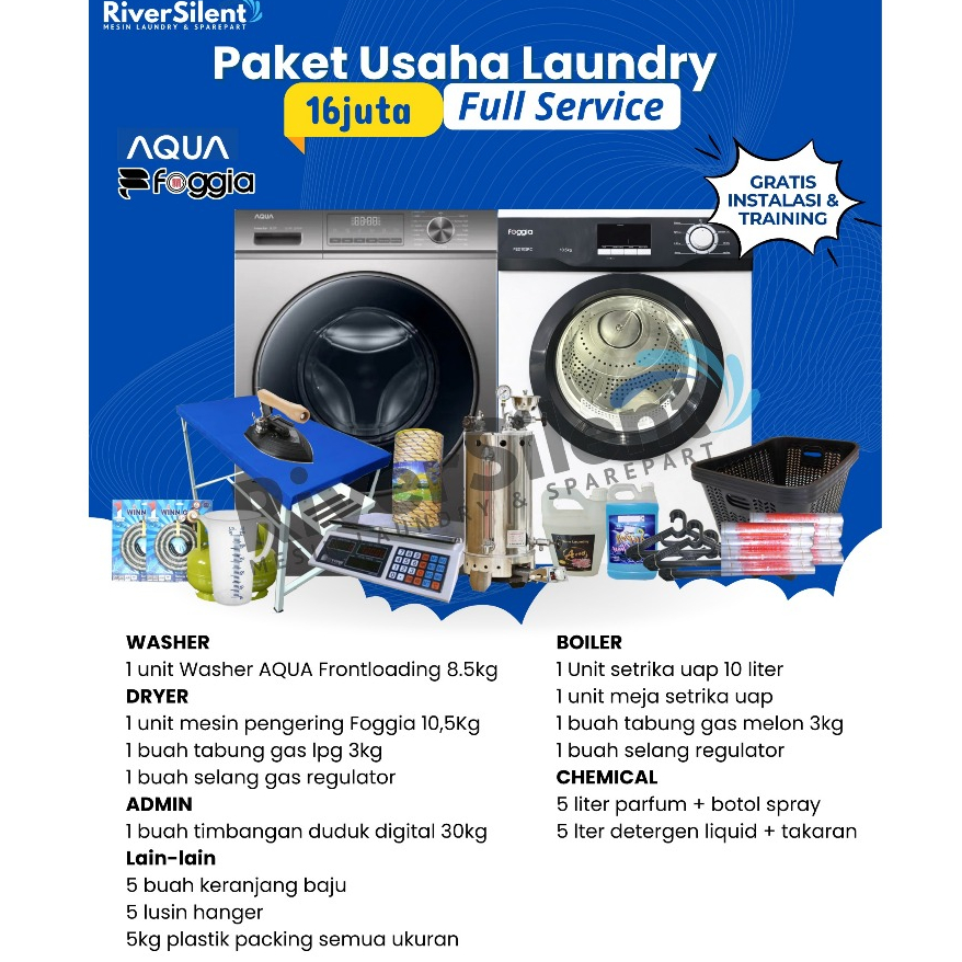 paket usaha laundry 16 juta | Aqua foggia