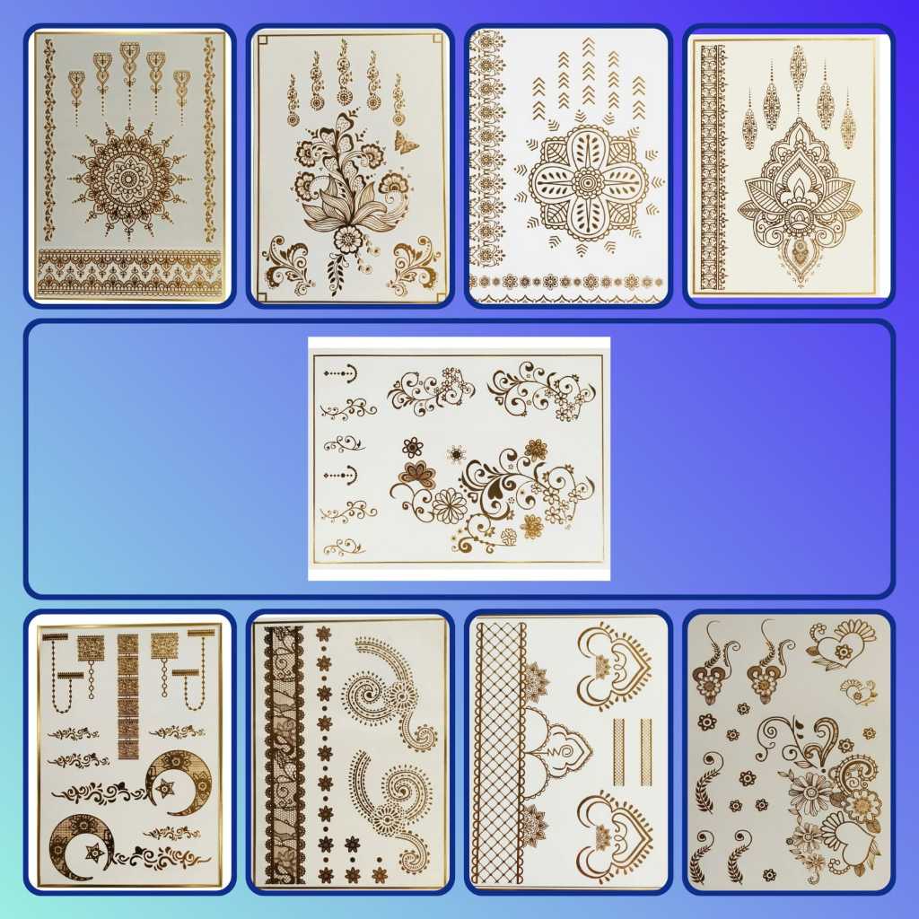 HENNA INSTAN HENA STICKER TATTO TEMPORARY GOLD