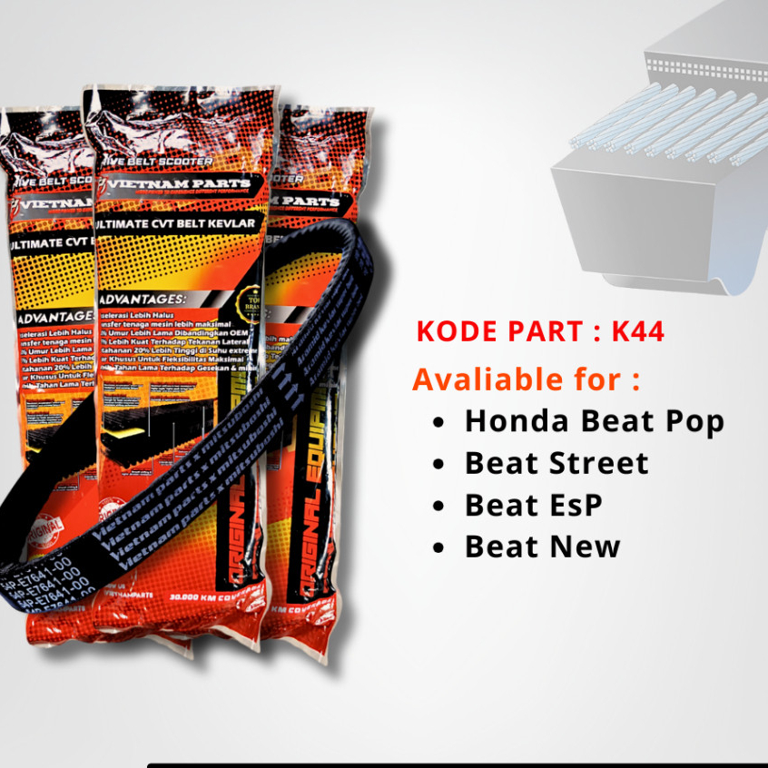 V-BELT HONDA BEAT K44 BEAT ESP LAMA BEAT POP BEAT STREET BEAT NEW V BELT VBELT BEAT ESP K44 PANBELT 