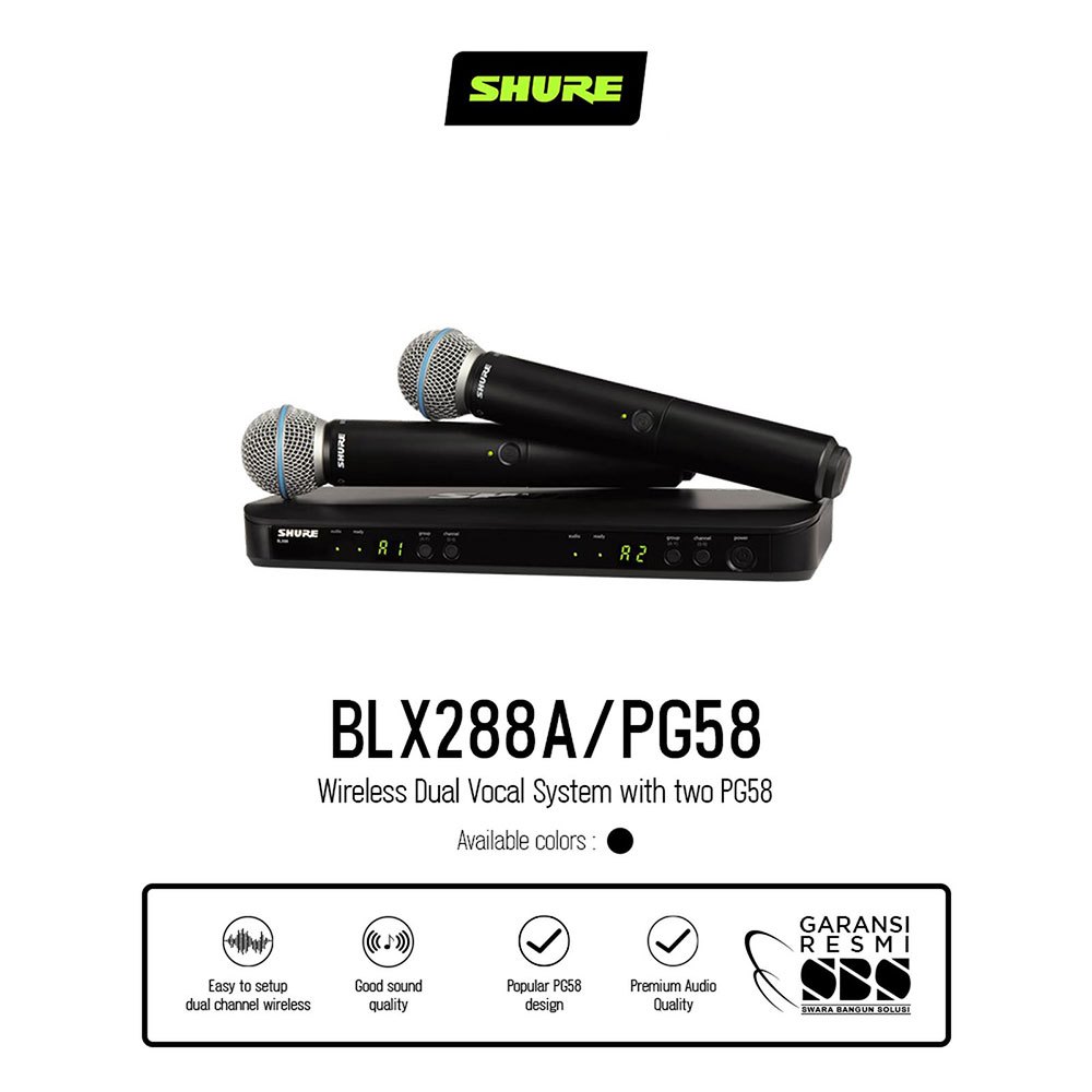 SHURE BLX288A/PG58 Microphone Wireless