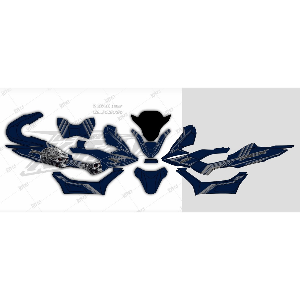 Decal Stiker pcx 160  Dekal Variasi Sticker Striping Custom Full Body merah hitam piston