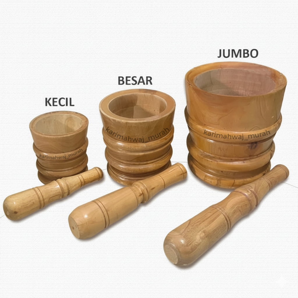 LUMPANG KAYU MAHONI 1 SET SIAP PAKAI ADA 3 UKURAN MODEL UKIR + ALU | ALAT GEPREK AYAM KREMES MURAH