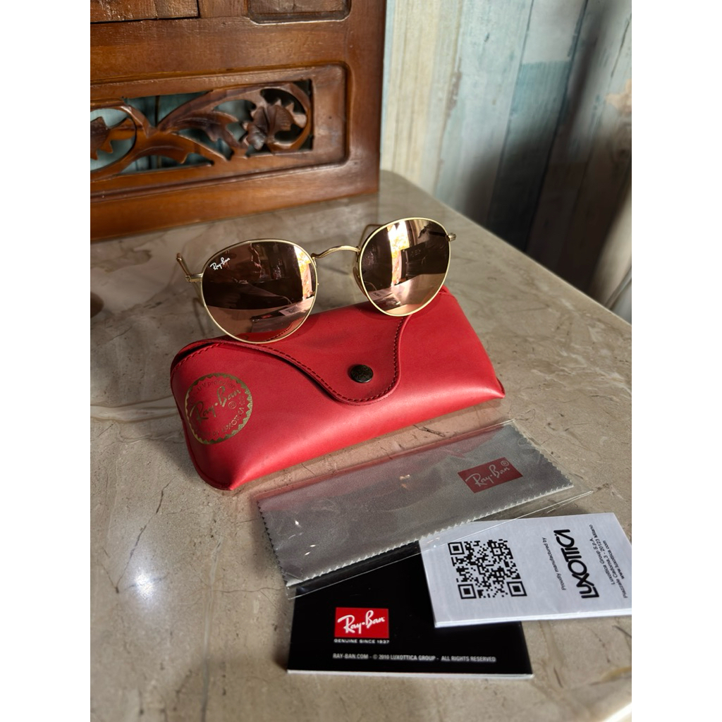 kacamata klasik ray-ban Rb 3447 round metal 112/4D sz 50 kaca pink