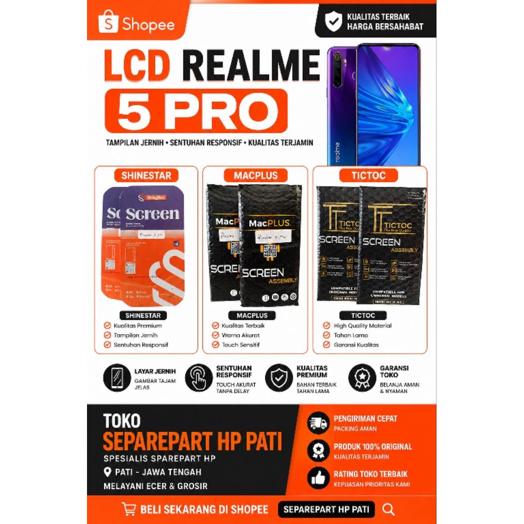 LCD TOUCHSCREEN REALME 5 PRO ORIGINAL FULLSET