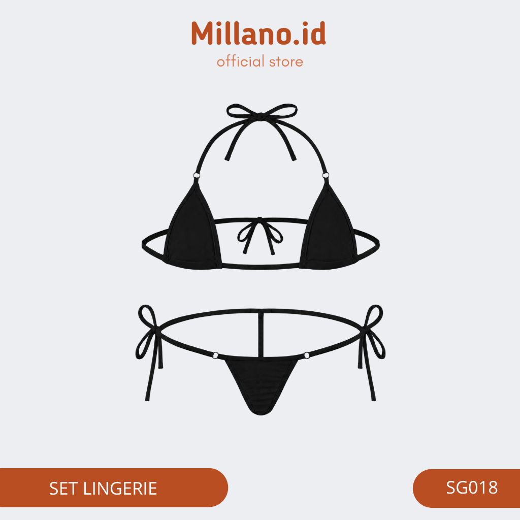 Set Lingerie Bra Dan G String Wanita Dengan Tali Ikat Ring Mini SG018