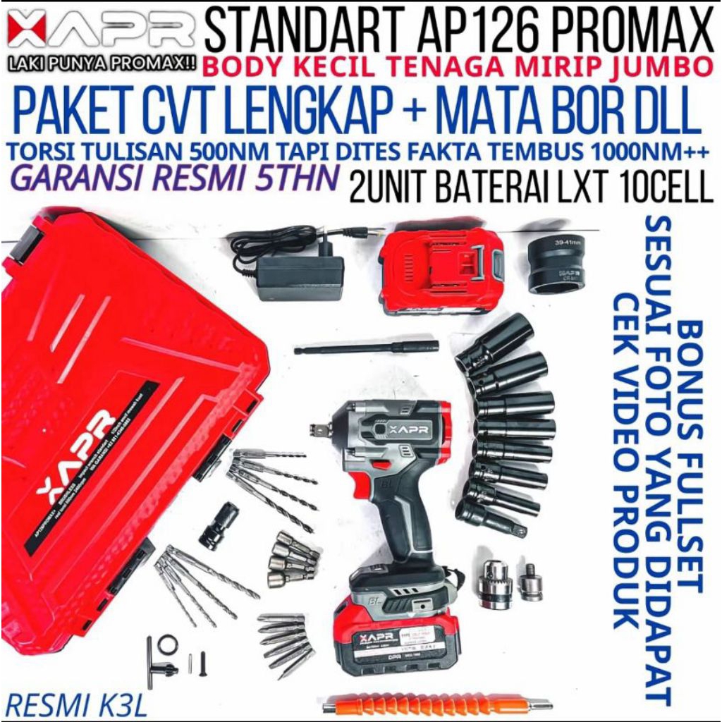 IMPACT WRENCH APR 1000NM AP126 PROMAX+ CVT EDITION MESIN PEMBUKA BAUT MOTOR MOBIL APR AP126 PROMAX+