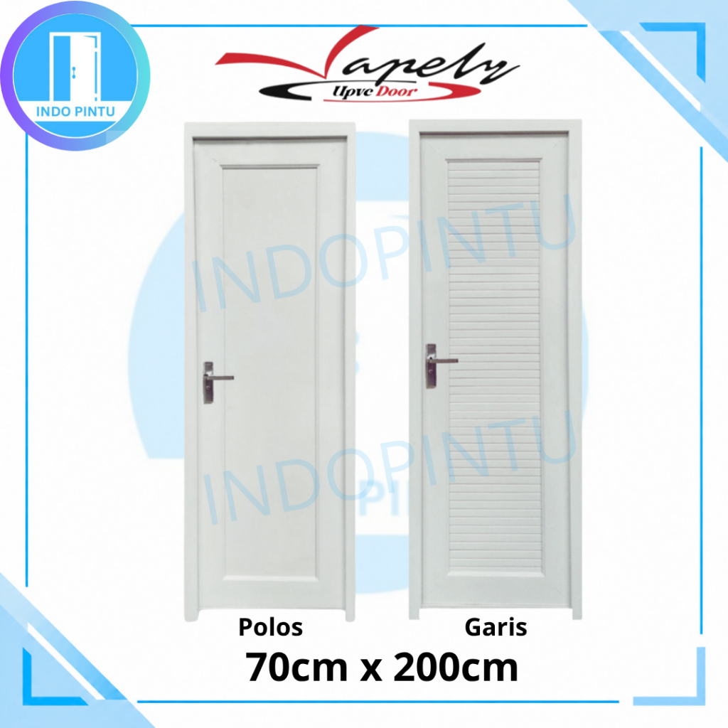 Pintu Kamar Mandi UPVC Vapely Putih (Full Garis, Full Polos)