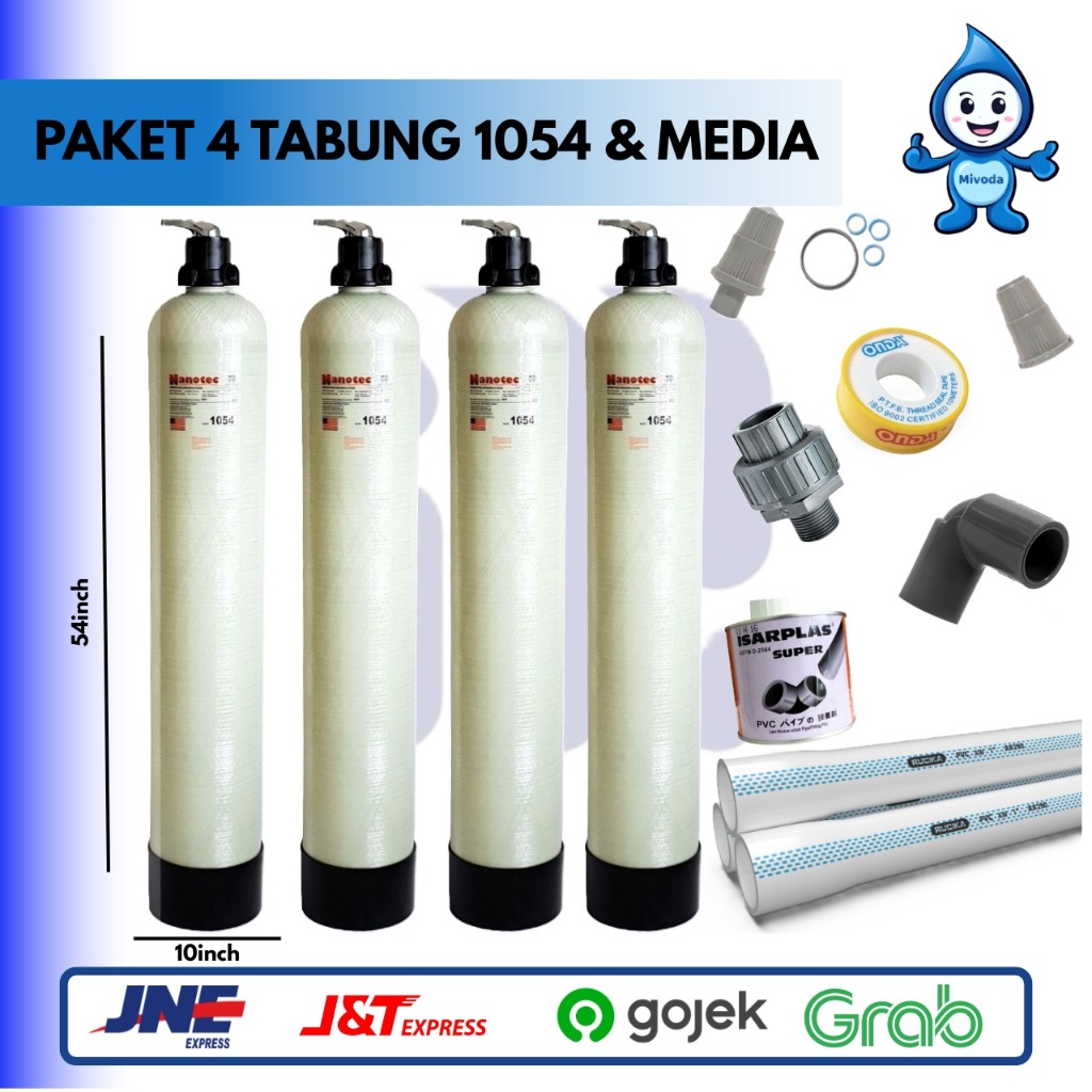 PAKET FILTER AIR 4 TABUNG 1054 & MEDIA