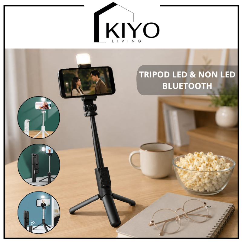 KIYO Tripod Led & Non Led Selfie Stick Tongsis Bluetooth Tongkat Selfie Bluetooth Plus Remot Selfie