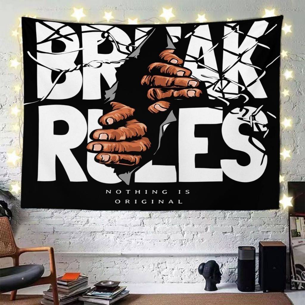Hiasan dinding grafiti hip-hop trendi, kain latar bergaya Amerika SWAG, dekorasi dinding yang cocok 