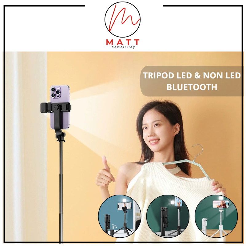 MATT Tripod Led & Non Led Selfie Stick Tongsis Bluetooth Tongkat Selfie Bluetooth Plus Remot Selfie