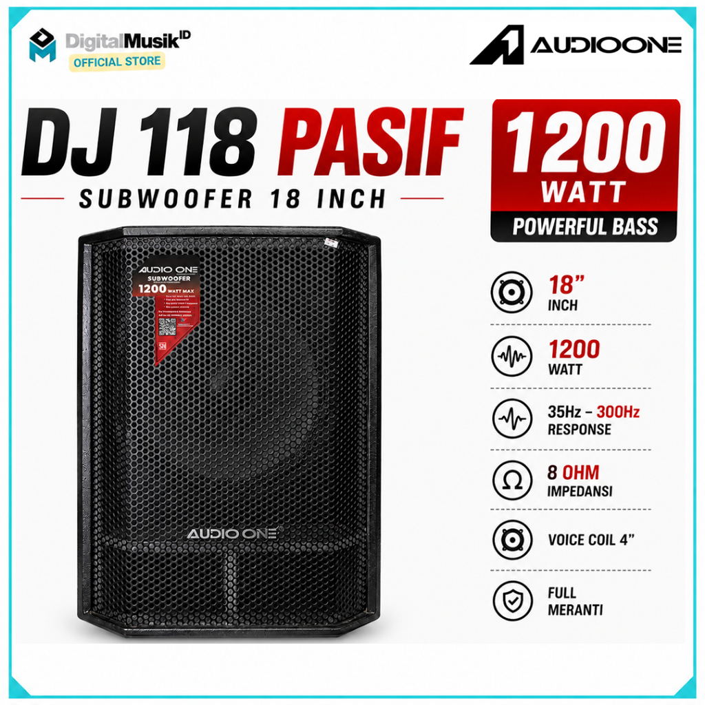 AUDIO ONE Subwoofer Pasif 18 Inch DJ118 Power 1200W Speaker Outdoor Lapangan Event Original I DM