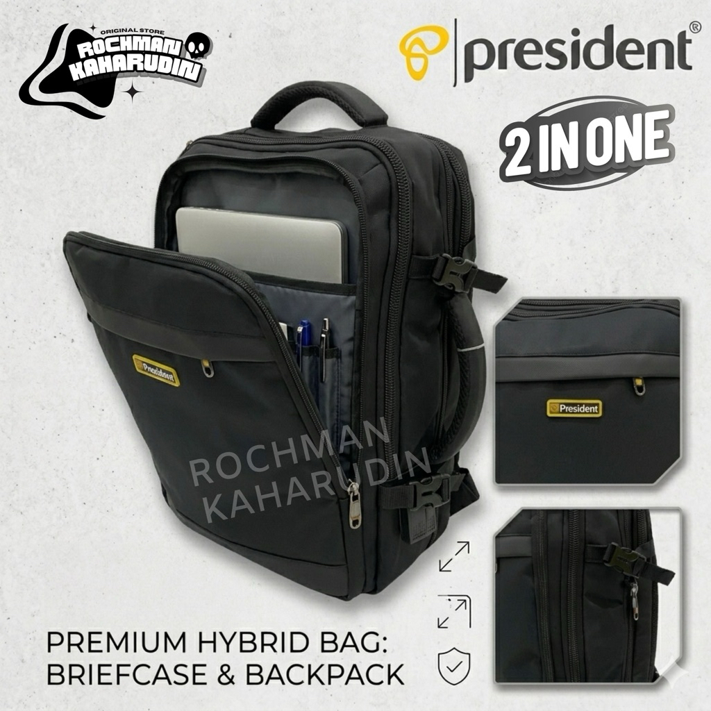 ORIGINAL 2 IN 1 TAS LAPTOP 26 INC RANSEL & JINJING BACPACK POLO PRESIDENT BP 1588 ORIGINAL