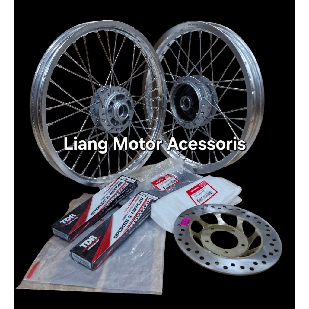 Sepaket Velg VRossi Ring 17 Lebar 140 160 Tromol Set Original AHM Jari2 TDR Chrome - Honda Supra X 1