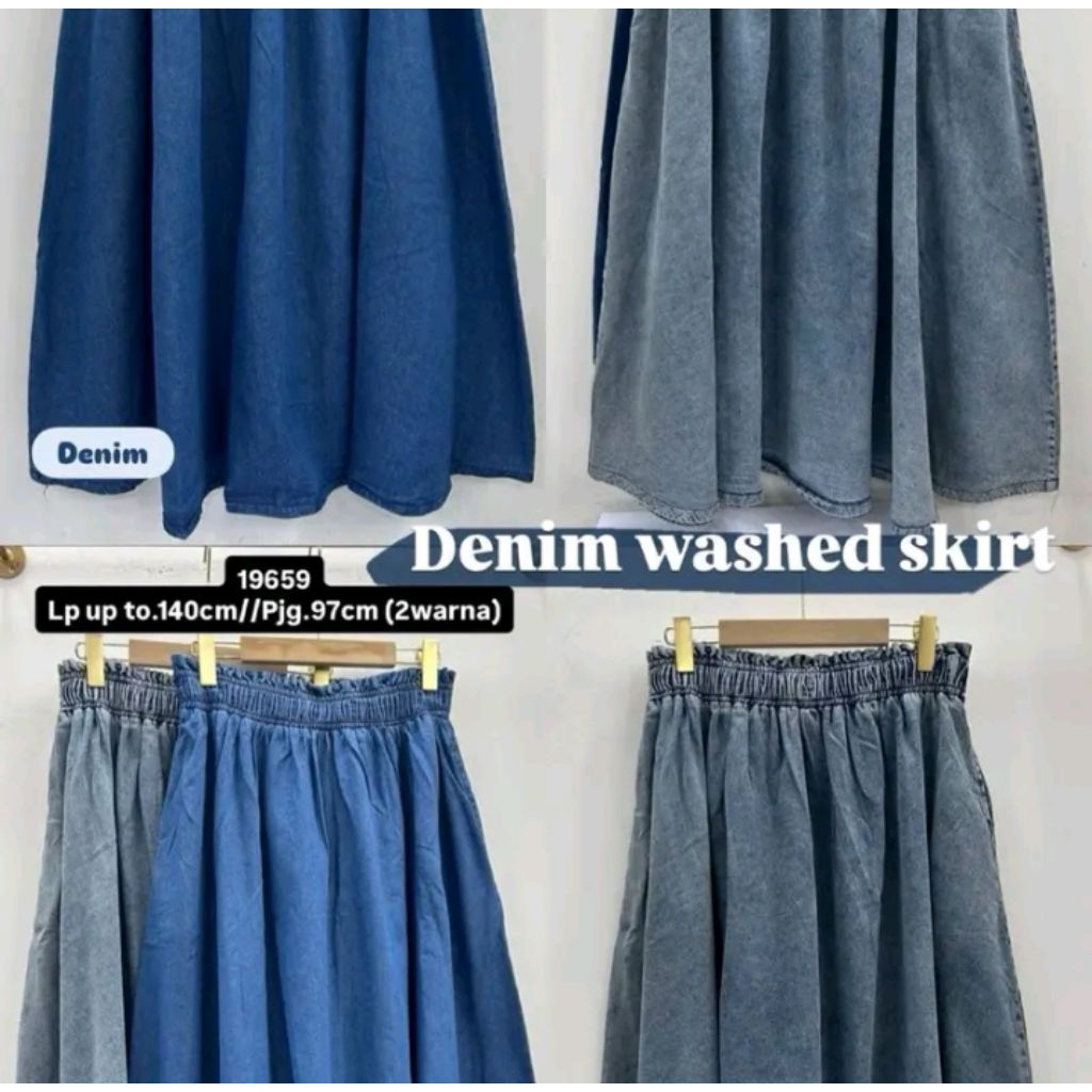 Rok Jeans Panjang Wanita Premium/Rok Denim Wanita Kekinian