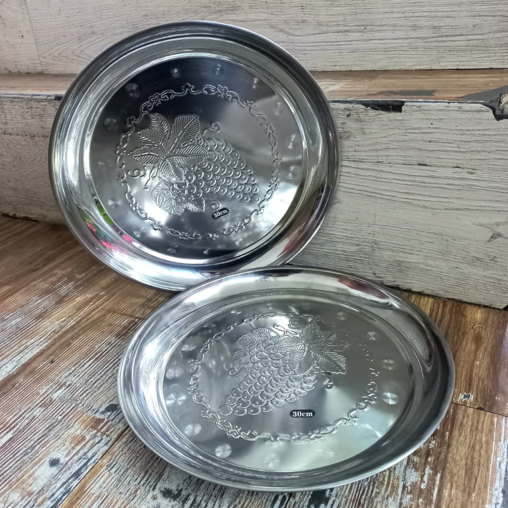 Nampan Anggur SS 30cm M-1012 | Nampan / Baki Anggur Bulat Stainless