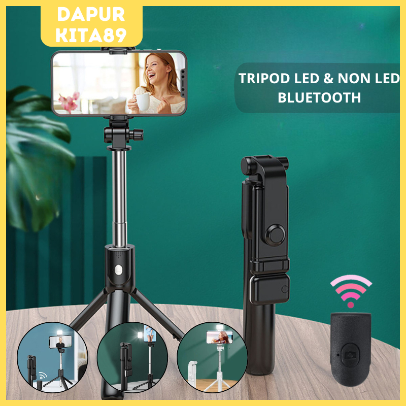 DK89 Tripod Led & Non Led Selfie Stick Tongsis Bluetooth Tongkat Selfie Bluetooth Plus Remot Selfie