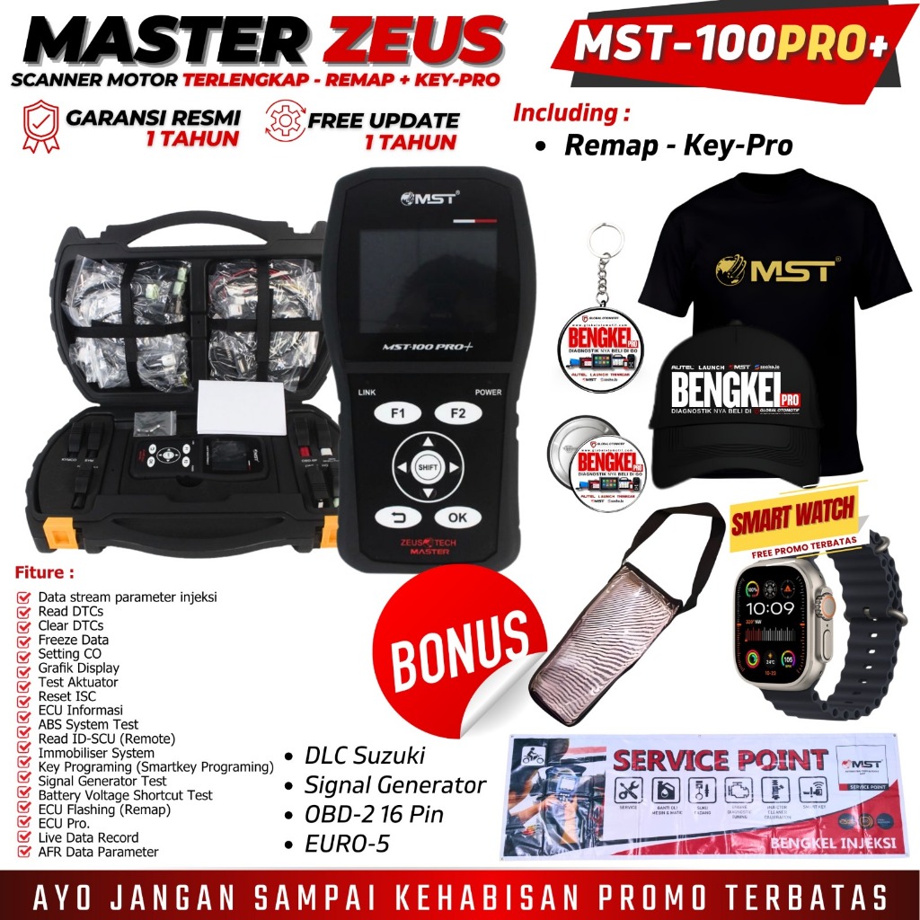 Scanner Motor Injeksi Master Zeus MST-100PRO+ - Alat Service Universal