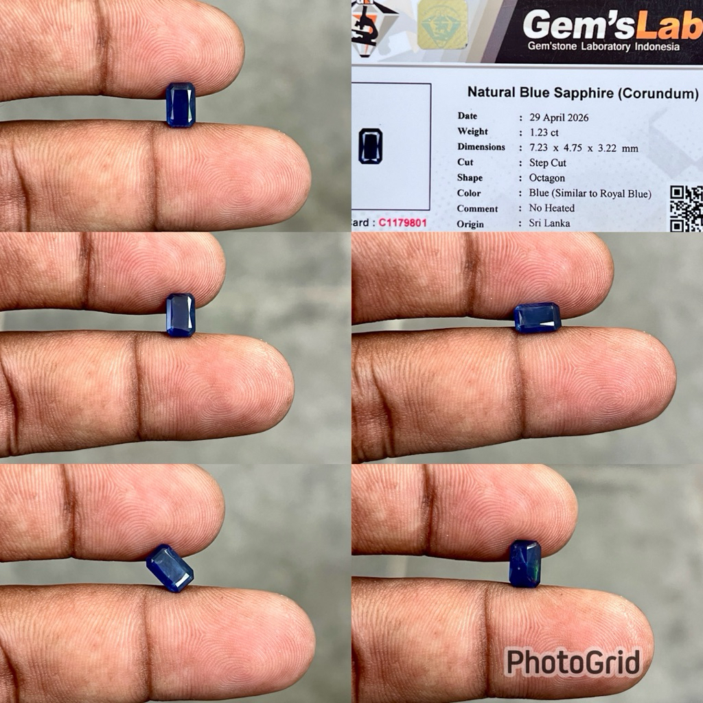 Natural Blue Sapphire Ceylon Srilanka similar to royal blue Batu Blue Safir Cylon srilangka CT 1.23 