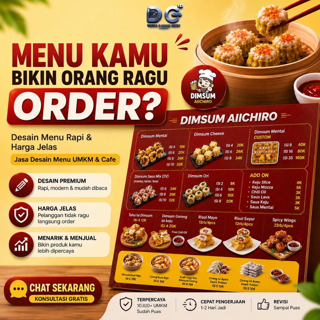Jasa Desain Menu Makanan Profesional | Menu Cafe, Dimsum, Resto & UMKM | DC Id